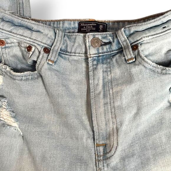 Abercrombie & Fitch Simone High Rise Slim Jeans Size 25R Distressed Light Wash - Picture 6 of 11